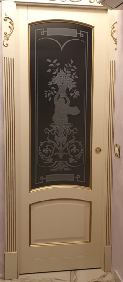 Vetro satinato con decoro/incisione sabbiata